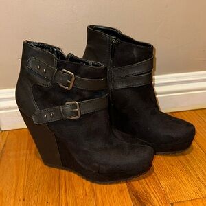 Suede Wedge Boots